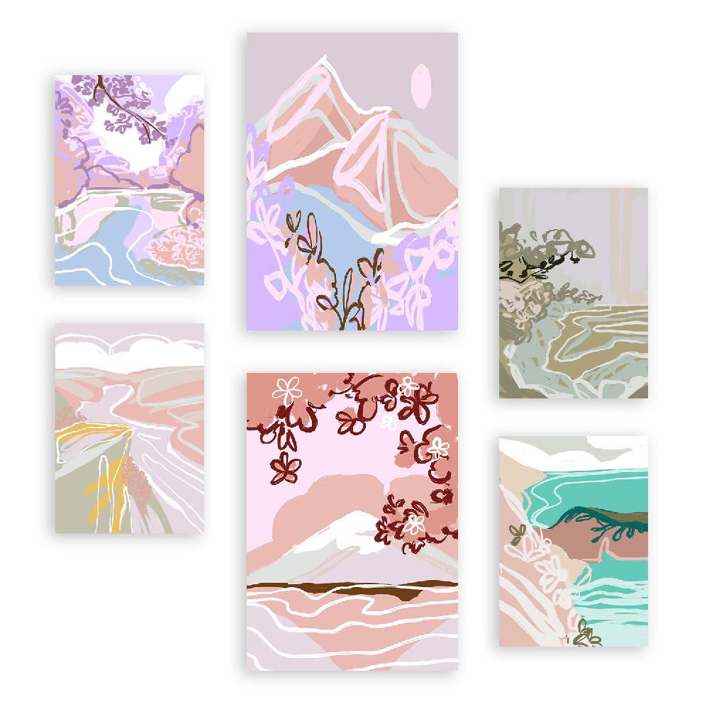 nacnic Nacnic Set de 6 Láminas de Naturaleza de Quietud en Resúmenes de Paisajes