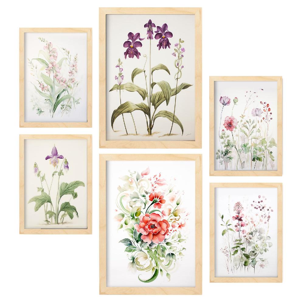 Nacnic Nacnic Set De 6 Láminas De Orquídeas Y Clavel