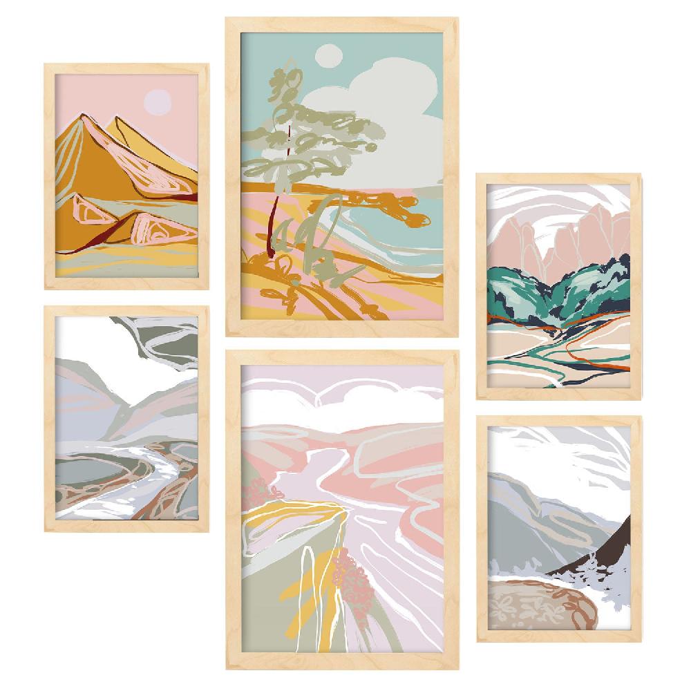Nacnic Nacnic Set De 6 Laminas De Paisajes Abstractos