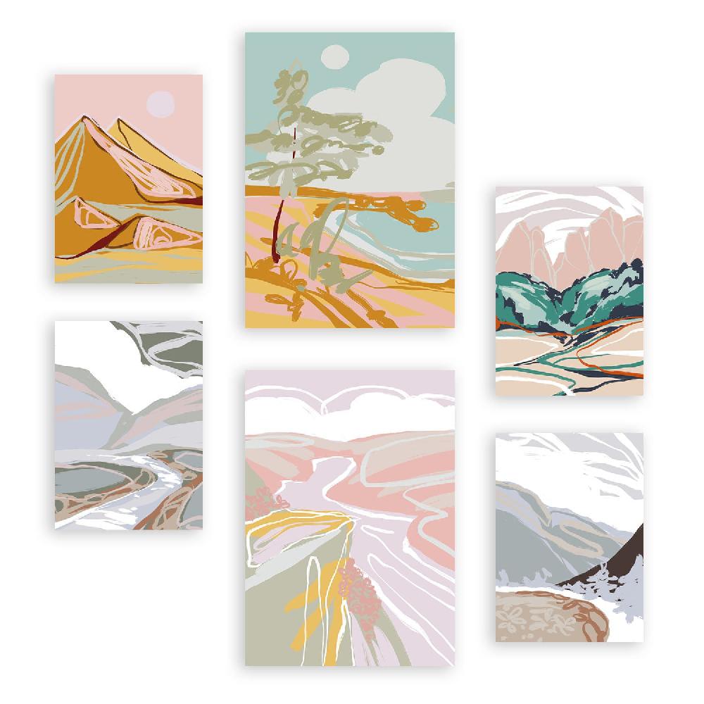 nacnic Nacnic Set de 6 Laminas de Paisajes Abstractos