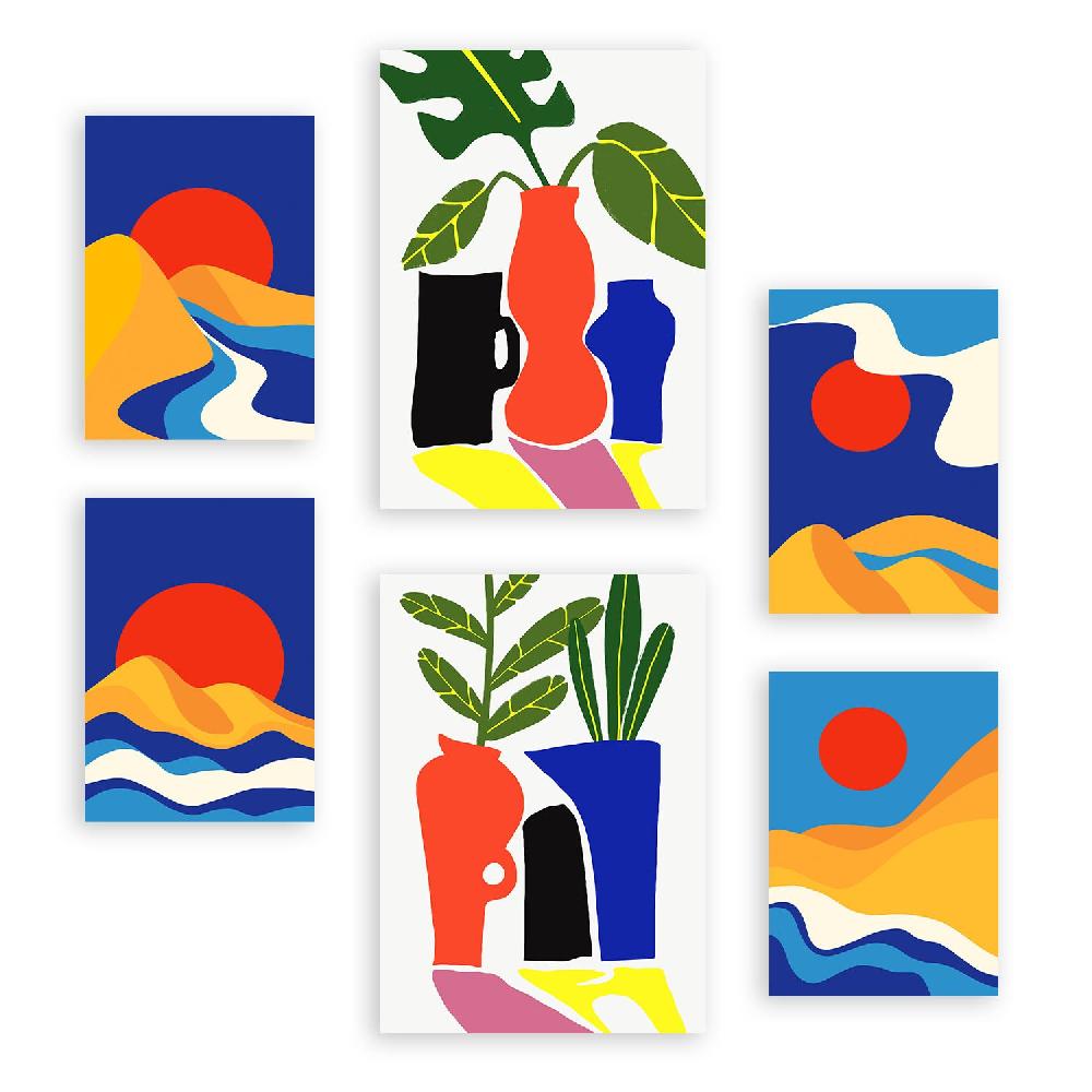 nacnic Nacnic Set de 6 Láminas de Paisajes Estéticos y Tenues
