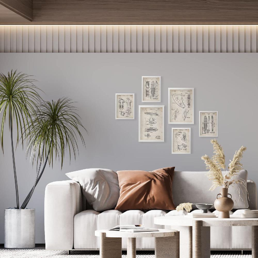 Nacnic Set De 6 Láminas De Patentes Surf Retro