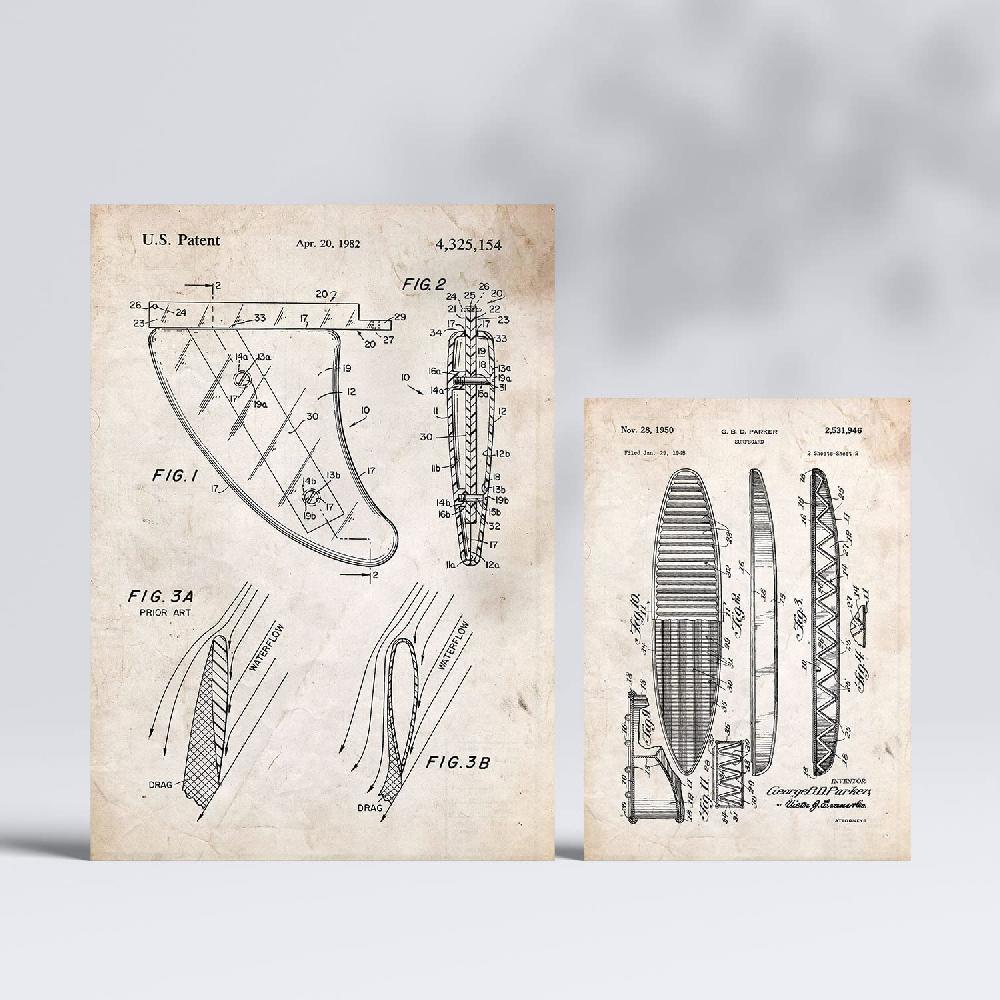 Nacnic Set De 6 Láminas De Patentes Surf Retro