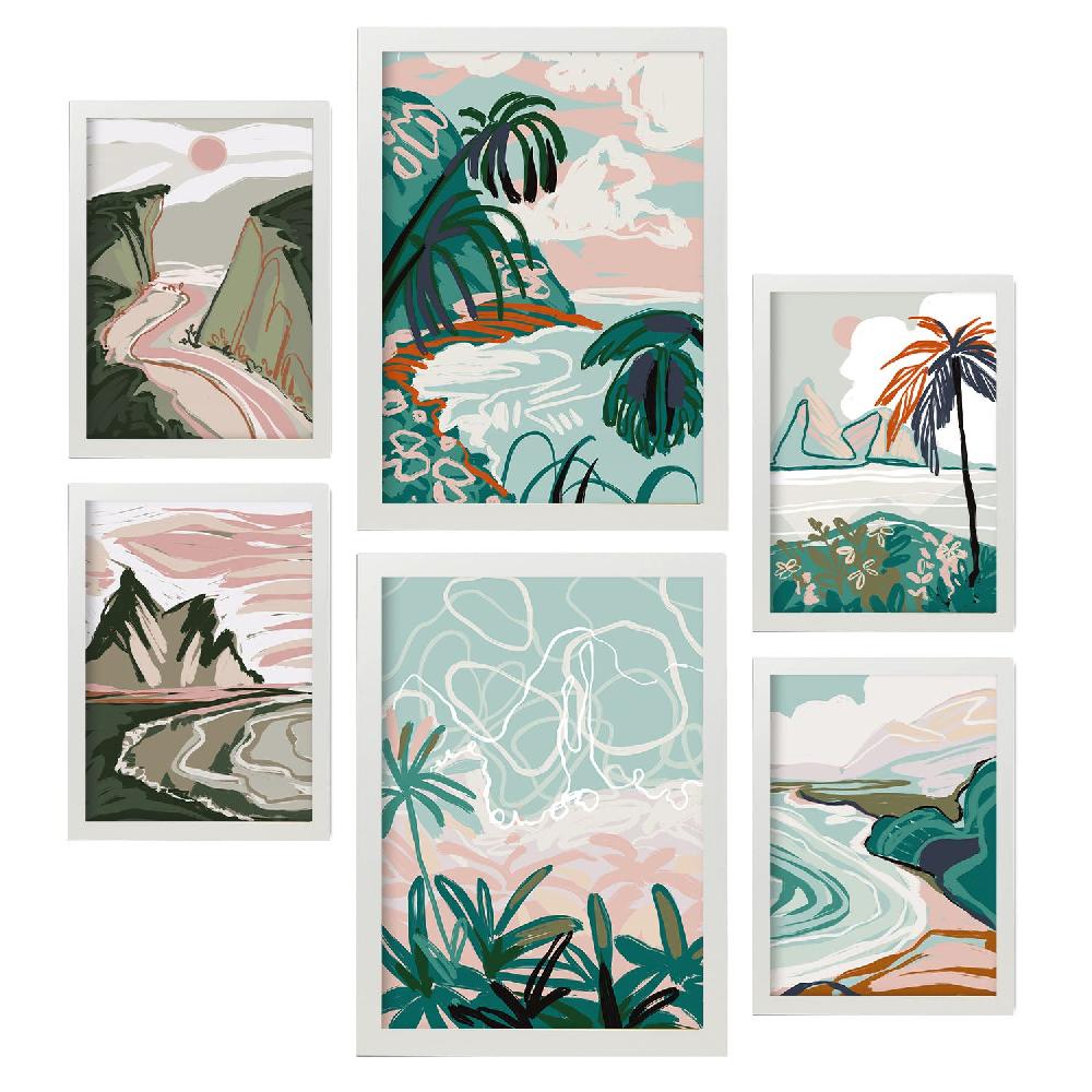 Nacnic Nacnic Set De 6 Láminas De Resúmenes De Paisajes De Costas