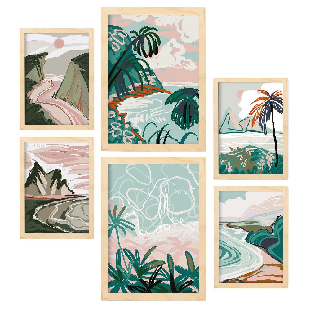 Nacnic Nacnic Set De 6 Láminas De Resúmenes De Paisajes De Costas