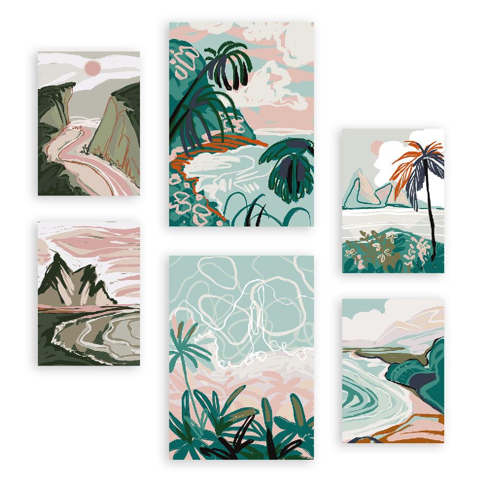 nacnic Nacnic Set de 6 Láminas de Resúmenes de Paisajes de Costas