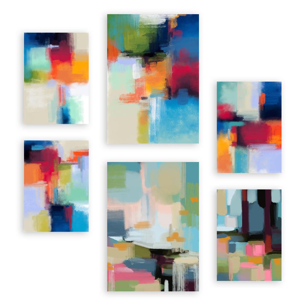 nacnic Nacnic Set de 6 Láminas de Sombras Victorianas 2 en Resúmenes Coloridos