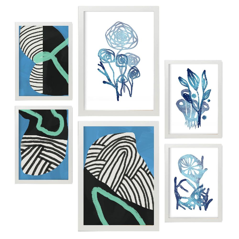 Nacnic Nacnic Set De 6 Láminas De Vegetación Salvaje Y Flores Abstractas