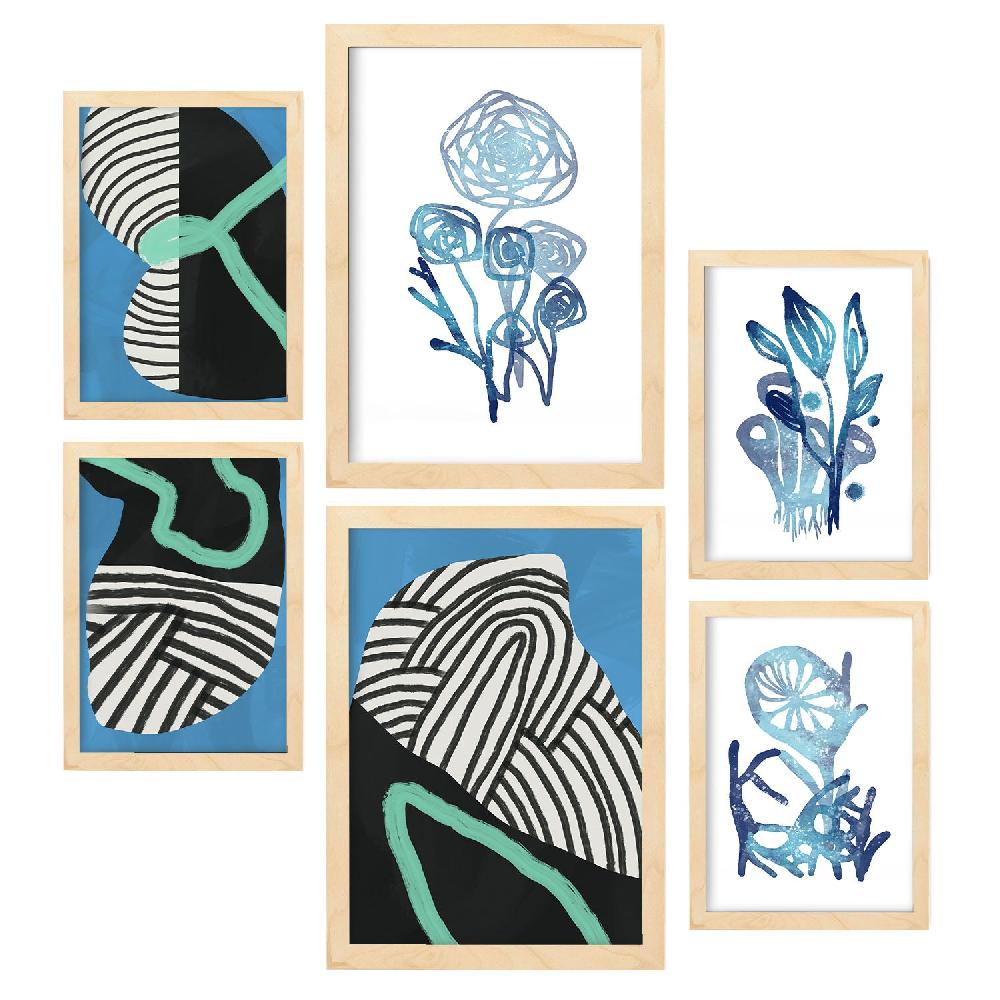 Nacnic Nacnic Set De 6 Láminas De Vegetación Salvaje Y Flores Abstractas