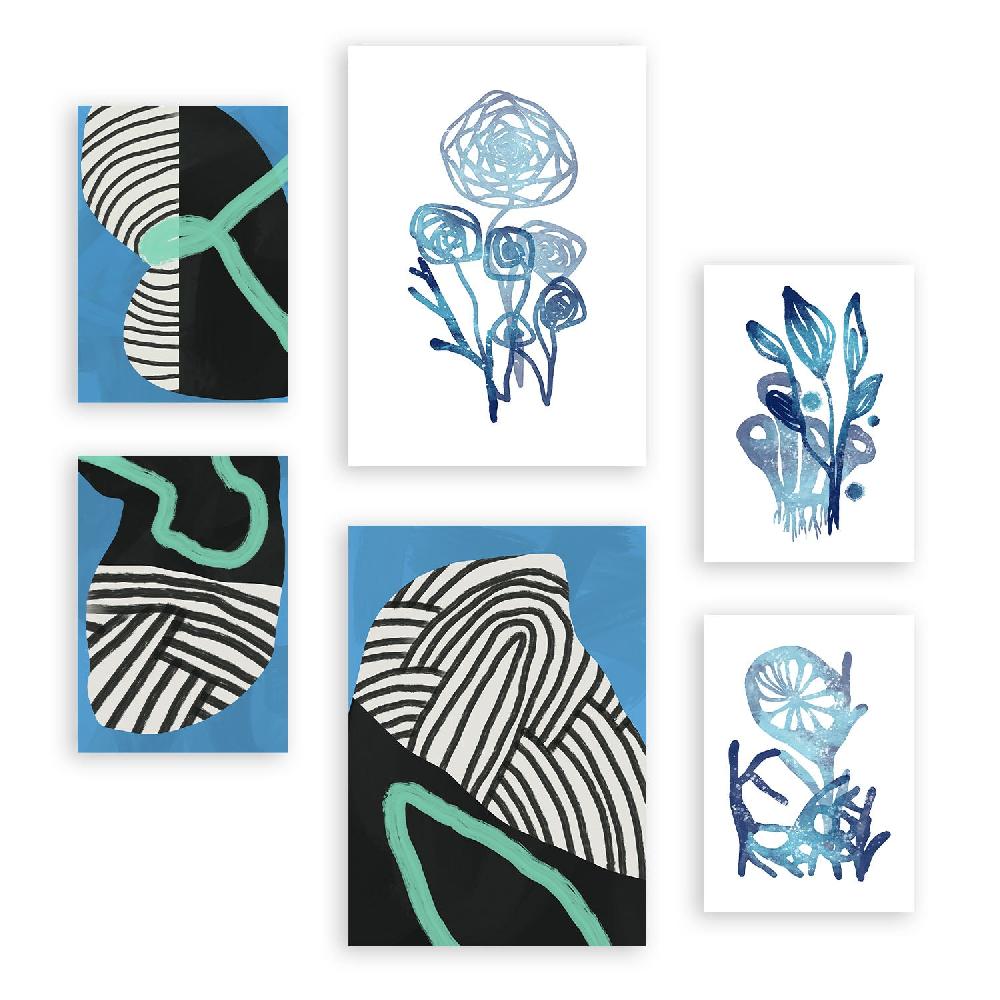 nacnic Nacnic Set de 6 Láminas de Vegetación Salvaje y Flores Abstractas