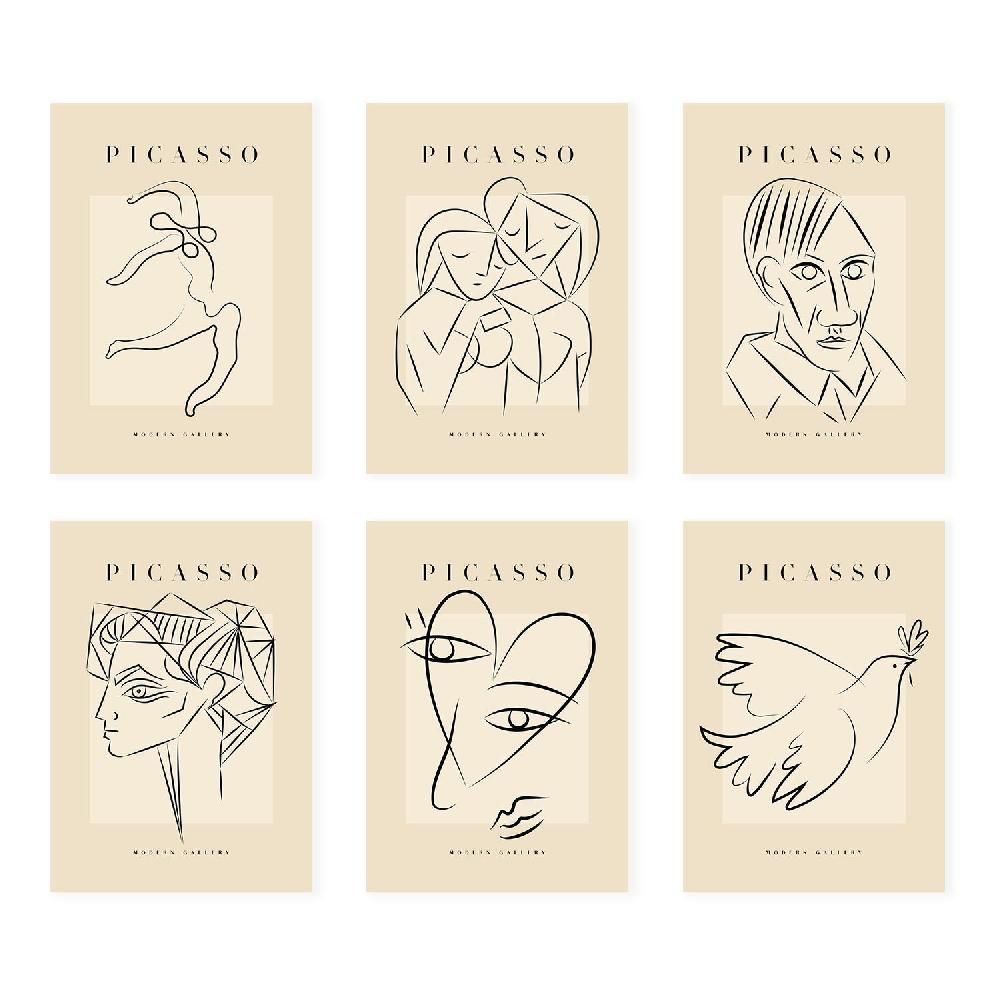 nacnic Nacnic Set de 6 Láminas Decorativas Modelo Armonía de Picasso para Interiores
