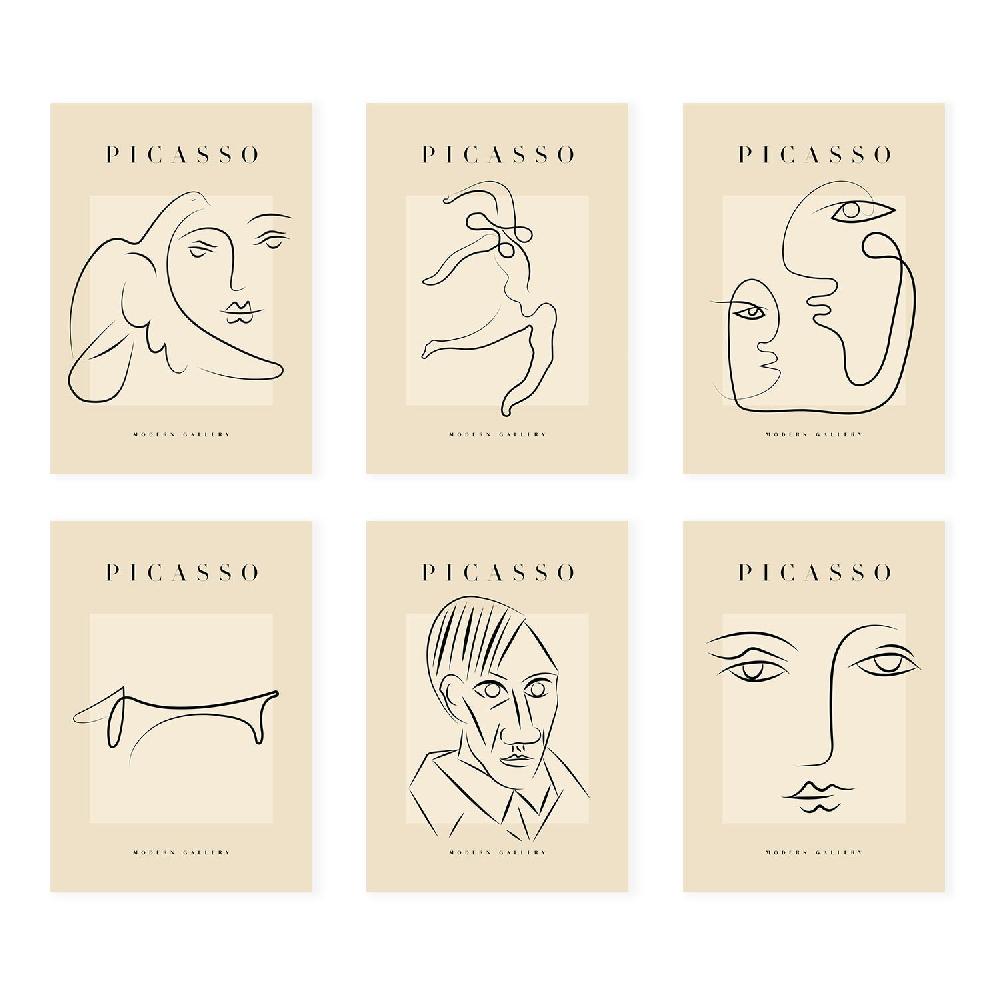 nacnic Nacnic Set de 6 Láminas Decorativas Picasso Colección Miradas Estilo Galería de Arte Moderno