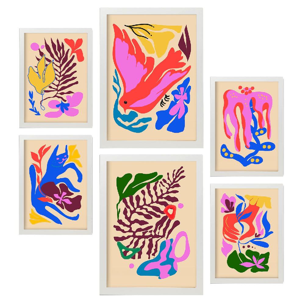 Nacnic Nacnic Set De 6 Láminas En Abstracto De Flores Estéticas