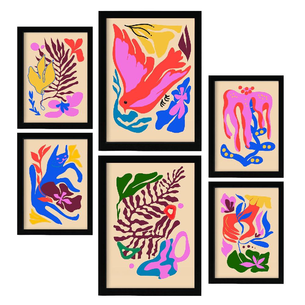 Nacnic Nacnic Set De 6 Láminas En Abstracto De Flores Estéticas