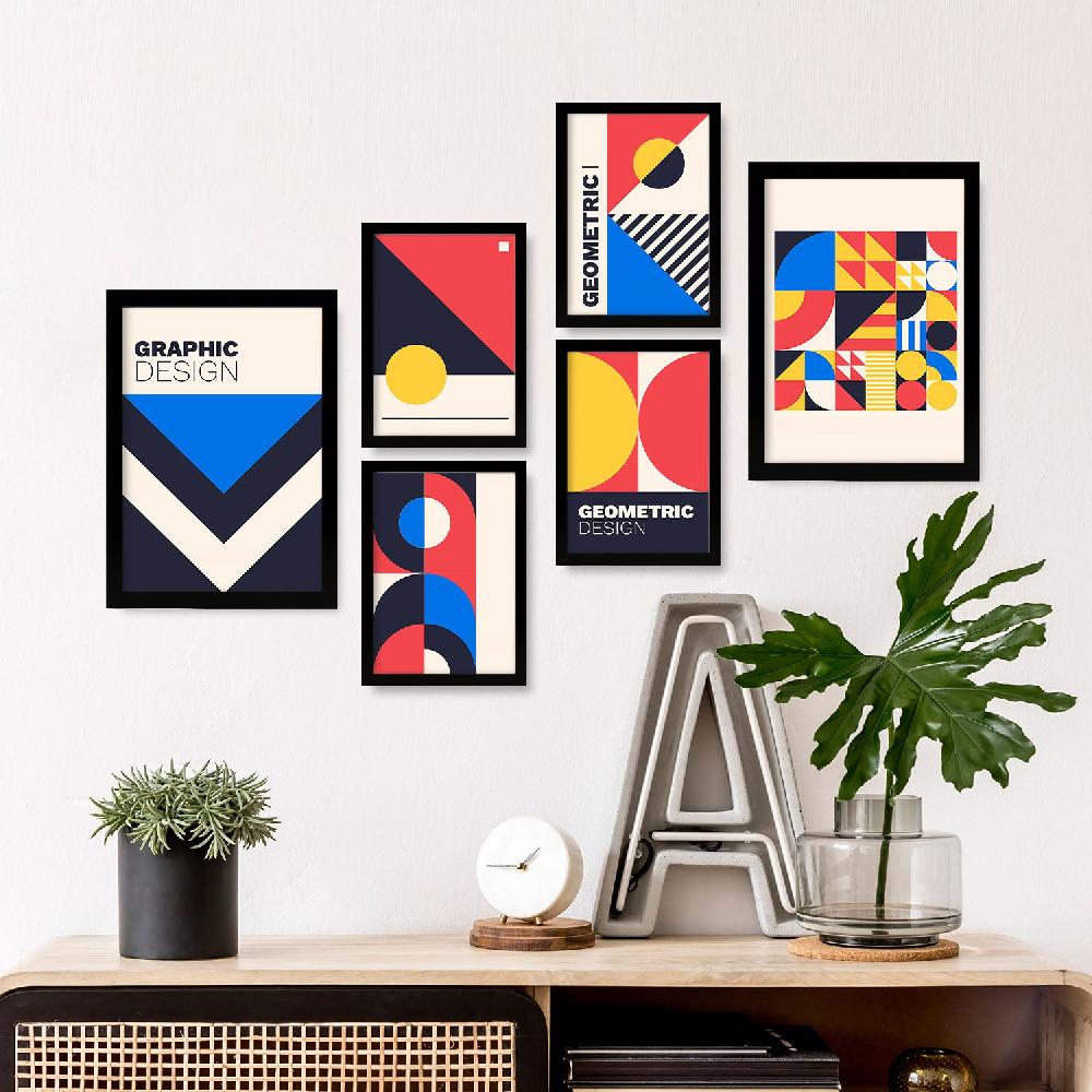 Nacnic Nacnic Set De 6 Laminas En Estilo Bauhaus Con Diseño Geométrico