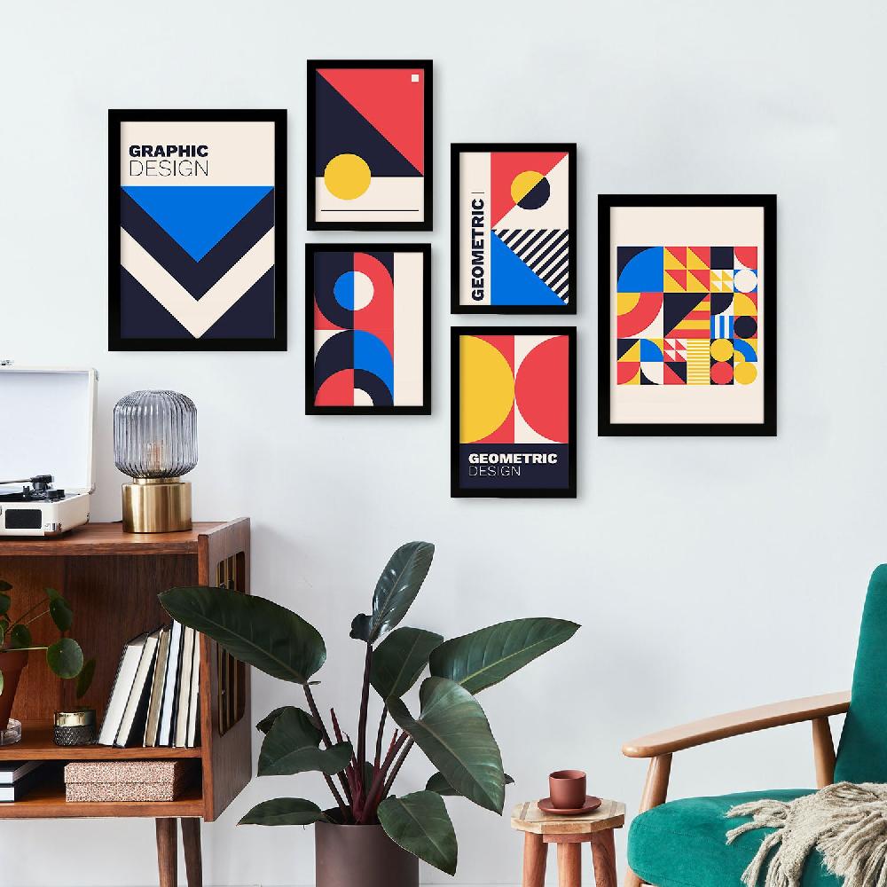 Nacnic Nacnic Set De 6 Laminas En Estilo Bauhaus Con Diseño Geométrico