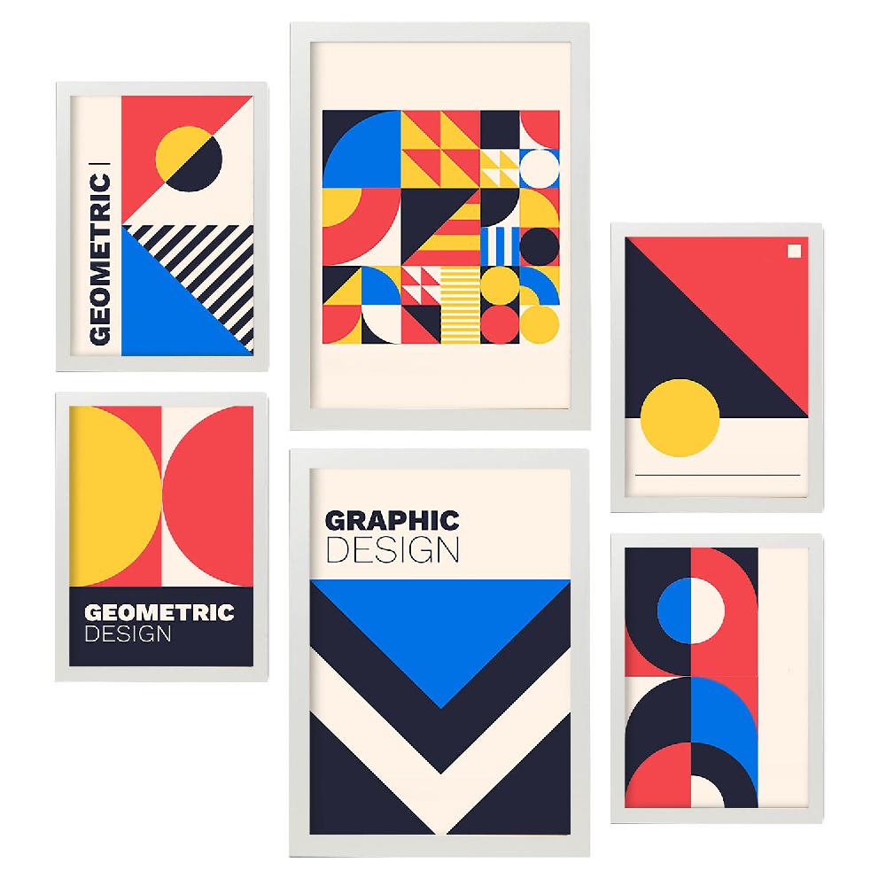 Nacnic Nacnic Set De 6 Laminas En Estilo Bauhaus Con Diseño Geométrico