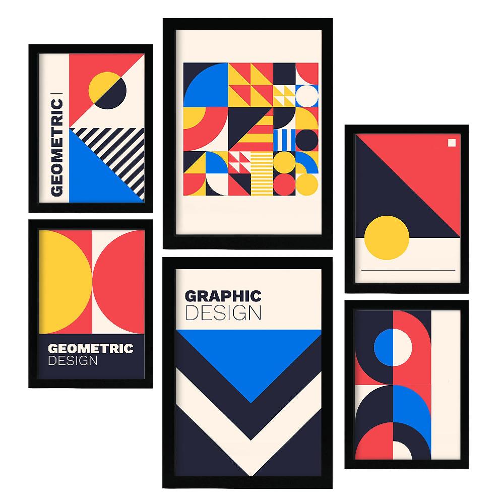 nacnic Nacnic Set de 6 Laminas en Estilo Bauhaus con Diseño Geométrico