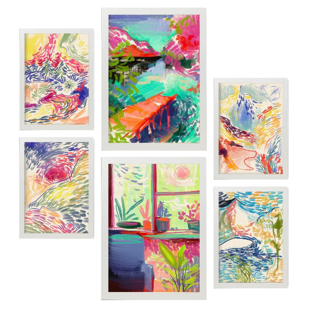 Nacnic Nacnic Set De 6 Láminas Esencia De La Naturaleza Con Paisajes Abstractos