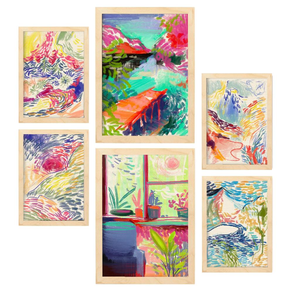 Nacnic Nacnic Set De 6 Láminas Esencia De La Naturaleza Con Paisajes Abstractos