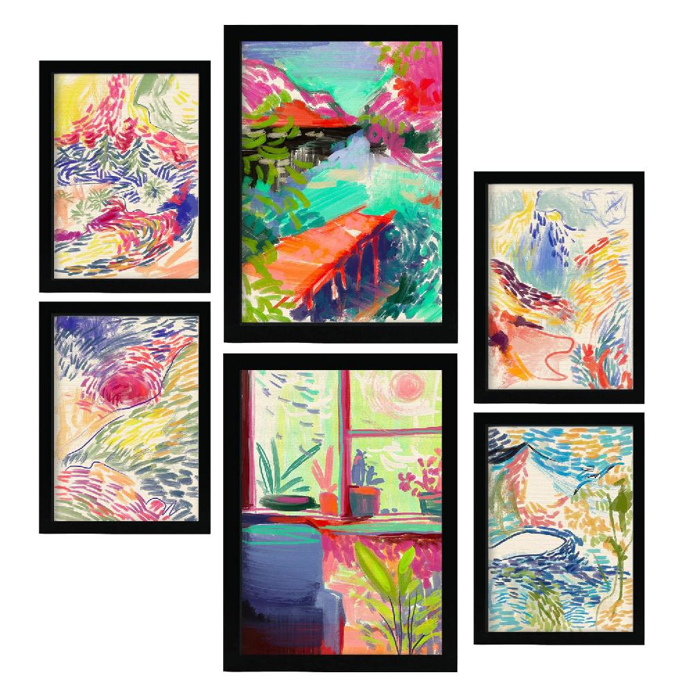Nacnic Nacnic Set De 6 Láminas Esencia De La Naturaleza Con Paisajes Abstractos