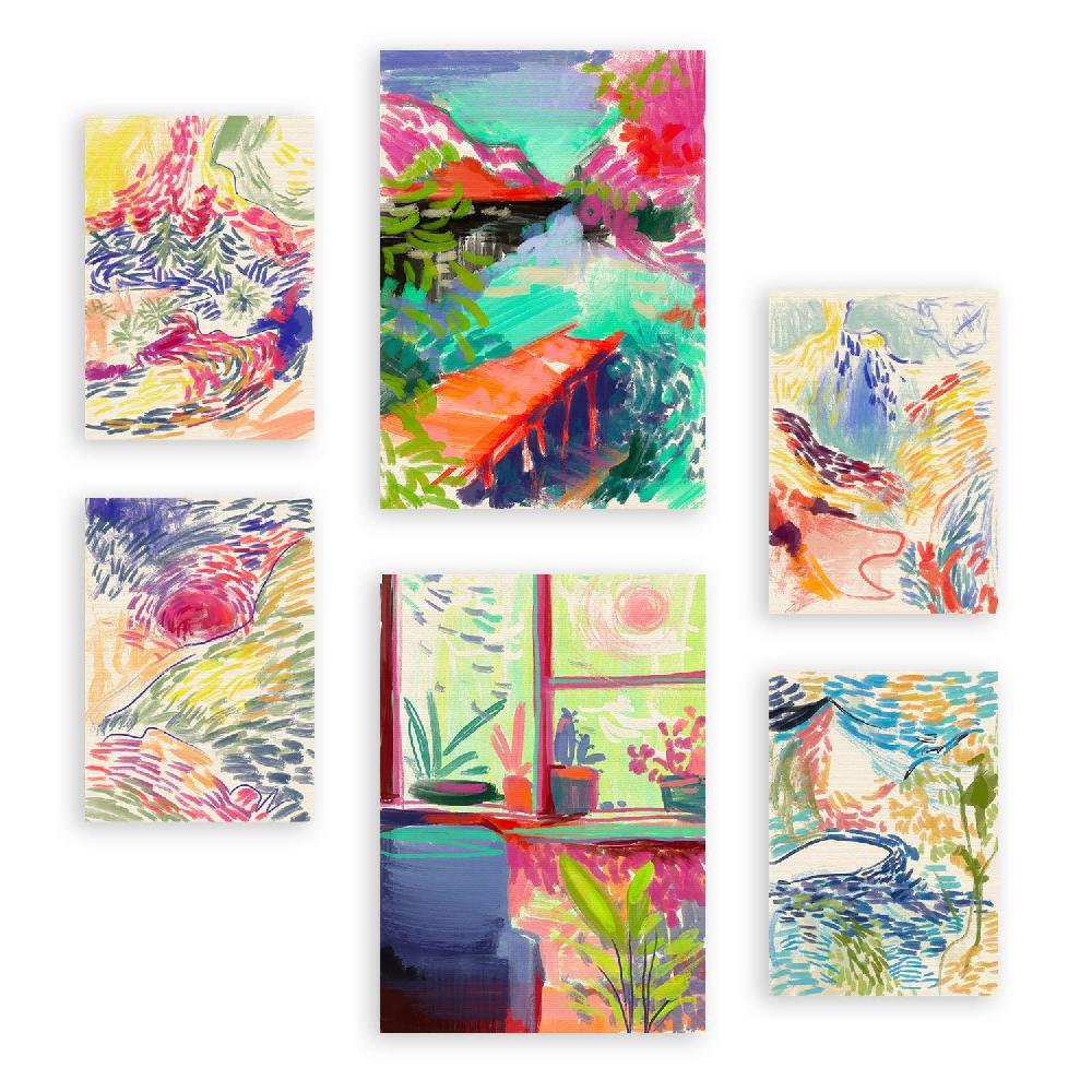 nacnic Nacnic Set de 6 Láminas Esencia de la Naturaleza con Paisajes Abstractos