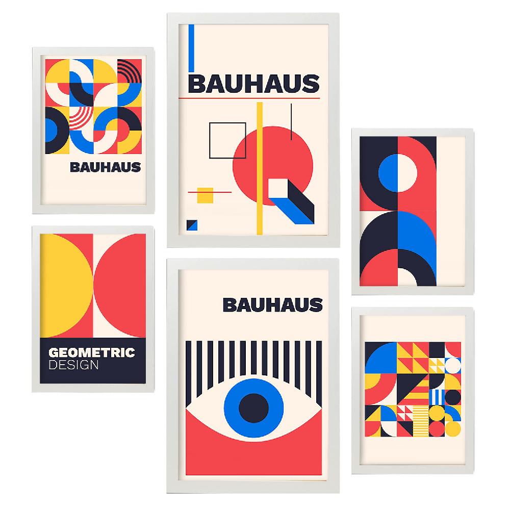 Nacnic Nacnic Set De 6 Láminas Estilo Bauhaus Con Diseño Geométrico