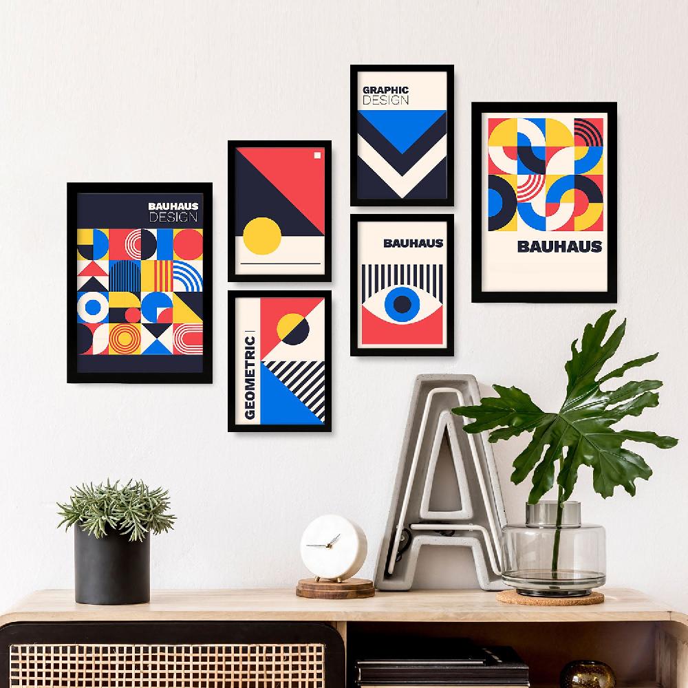 Nacnic Nacnic Set De 6 Laminas Estilo Bauhaus Con Diseño Geométrico