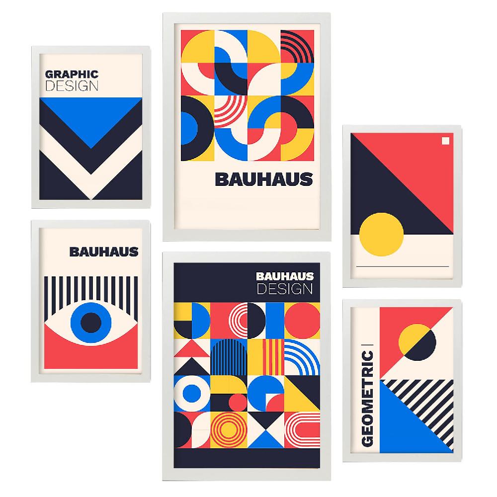 Nacnic Nacnic Set De 6 Laminas Estilo Bauhaus Con Diseño Geométrico