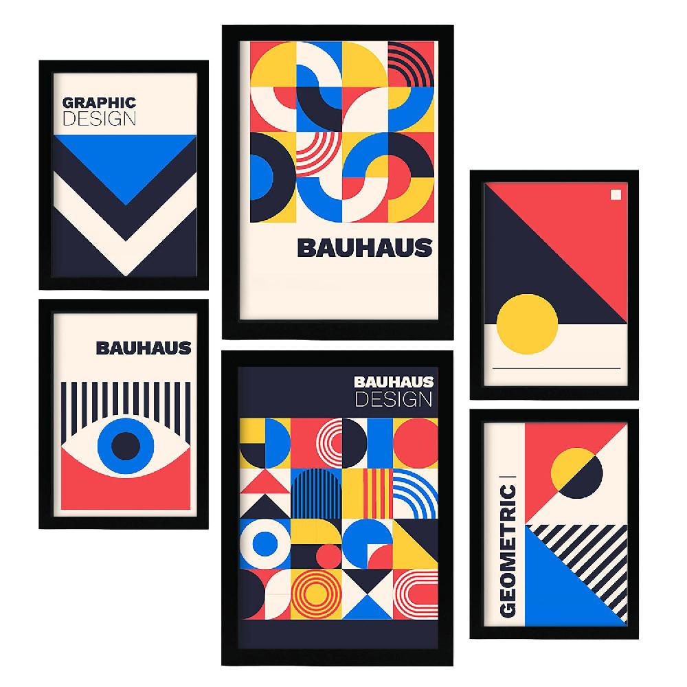 nacnic Nacnic Set de 6 Laminas Estilo Bauhaus con Diseño Geométrico