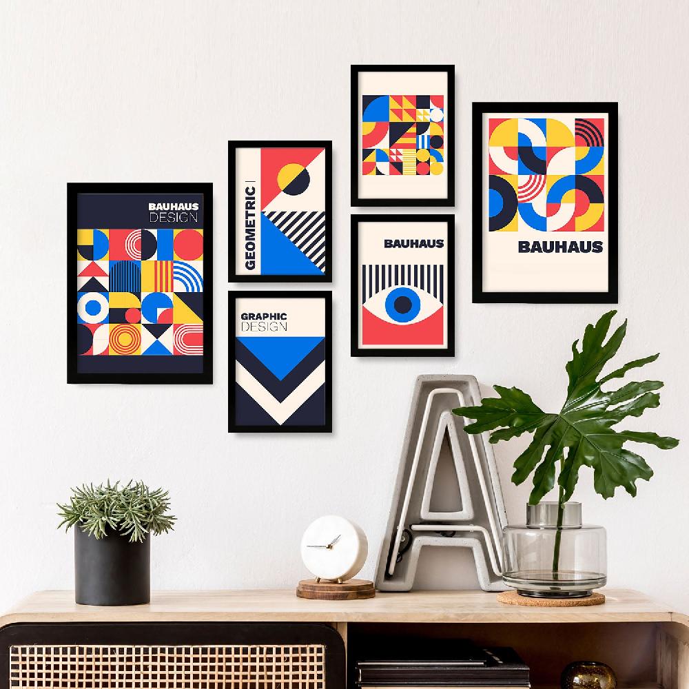 Nacnic Nacnic Set De 6 Laminas Estilo Bauhaus Con Diseño Geométrico