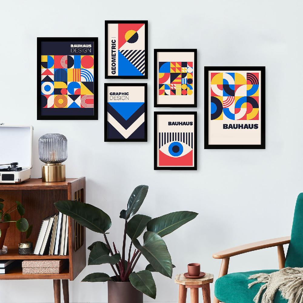 Nacnic Nacnic Set De 6 Laminas Estilo Bauhaus Con Diseño Geométrico