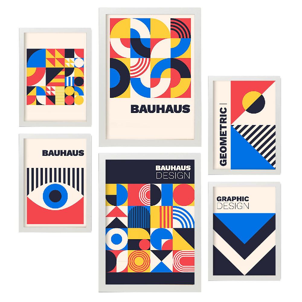 Nacnic Nacnic Set De 6 Laminas Estilo Bauhaus Con Diseño Geométrico