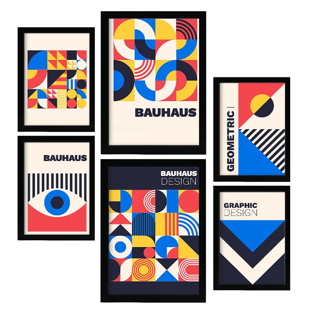 nacnic Nacnic Set de 6 Laminas Estilo Bauhaus con Diseño Geométrico