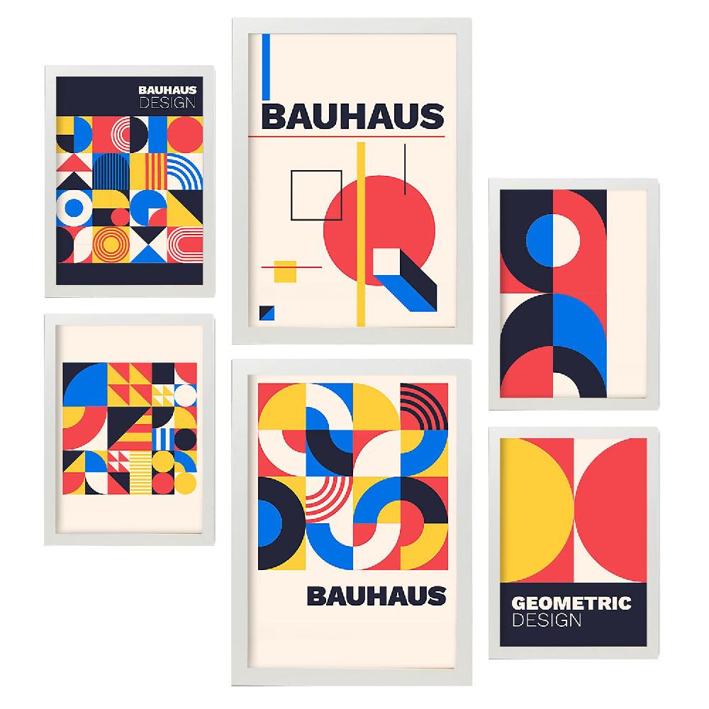 Nacnic Nacnic Set De 6 Laminas Estilo Bauhaus Con Diseño Geométrico
