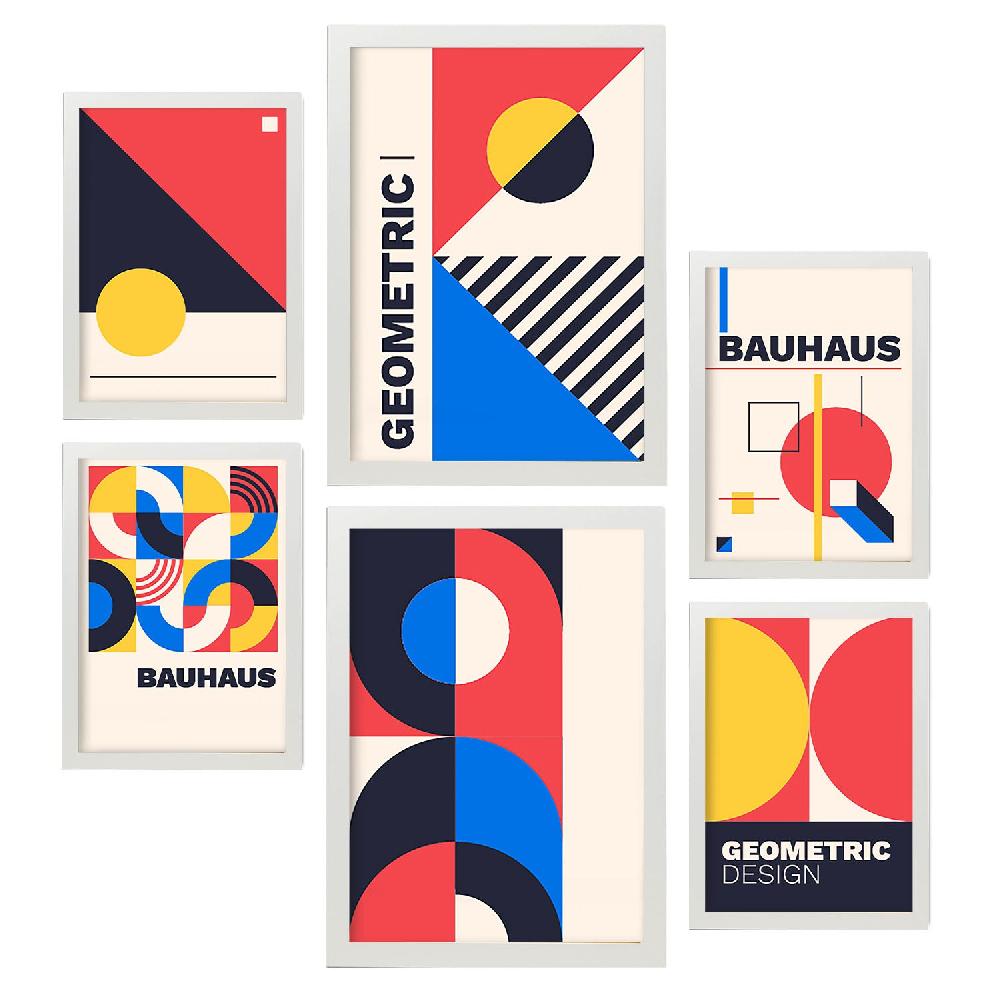 Nacnic Nacnic Set De 6 Laminas Estilo Bauhaus Con Diseño Geométrico