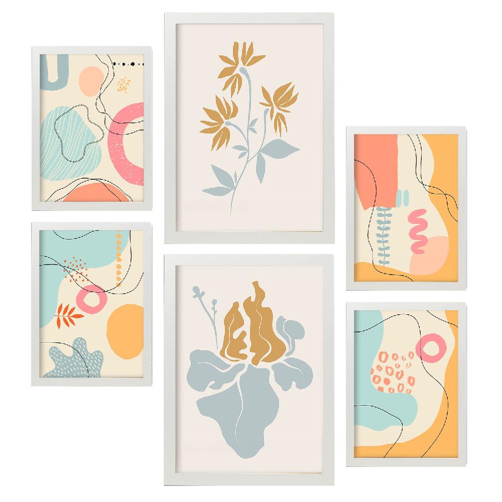 Nacnic Nacnic Set De 6 Láminas Estilo Ético 2 Con Flores Abstractas