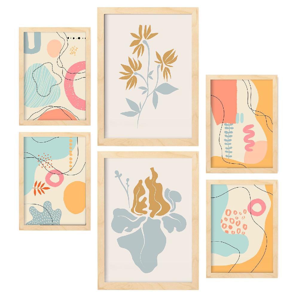 Nacnic Nacnic Set De 6 Láminas Estilo Ético 2 Con Flores Abstractas