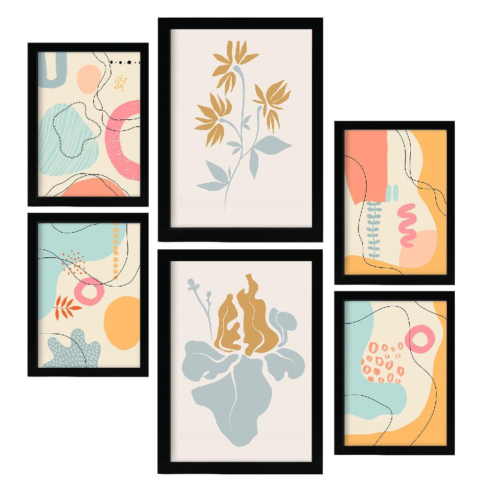 Nacnic Nacnic Set De 6 Láminas Estilo Ético 2 Con Flores Abstractas