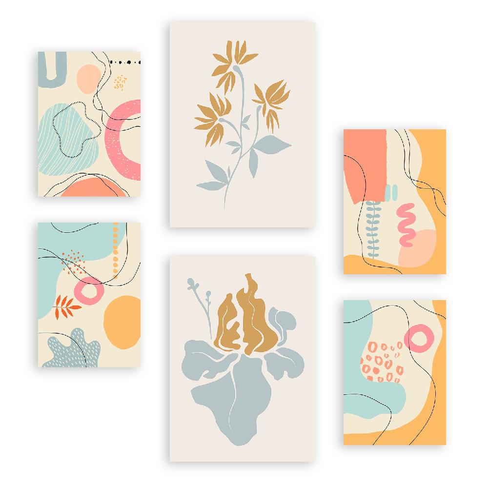 nacnic Nacnic Set de 6 Láminas Estilo Ético 2 con Flores Abstractas