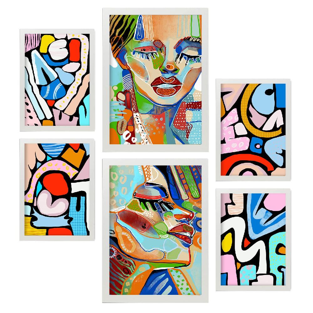 Nacnic Nacnic Set De 6 Laminas Lady Mazarelli En Abstracto Femenino