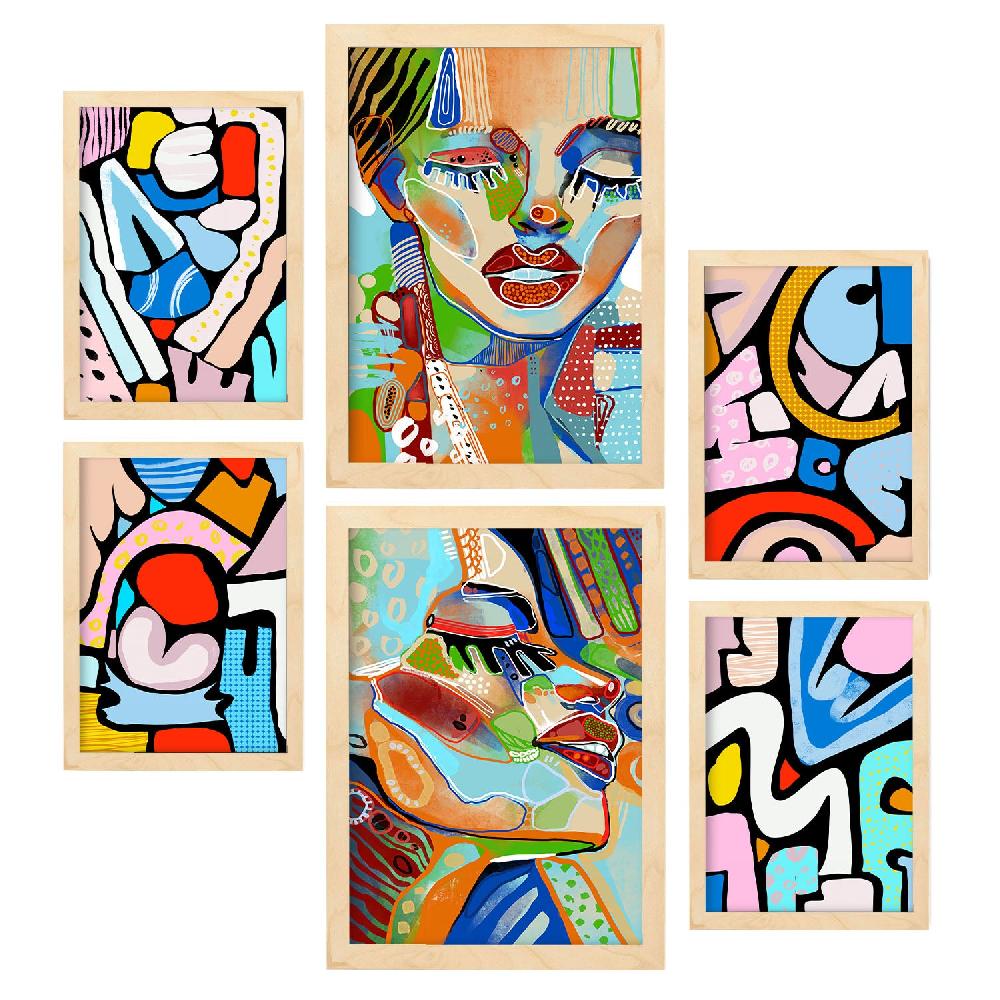 Nacnic Nacnic Set De 6 Laminas Lady Mazarelli En Abstracto Femenino