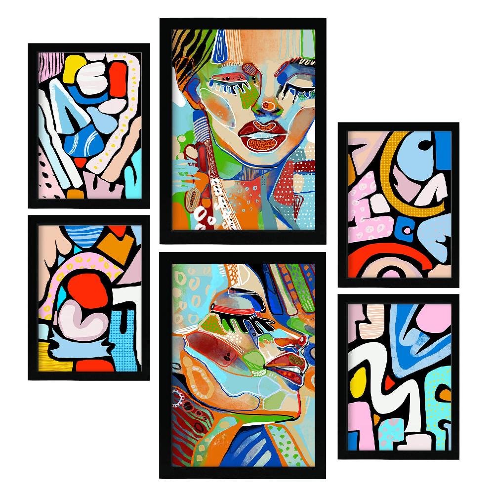 Nacnic Nacnic Set De 6 Laminas Lady Mazarelli En Abstracto Femenino