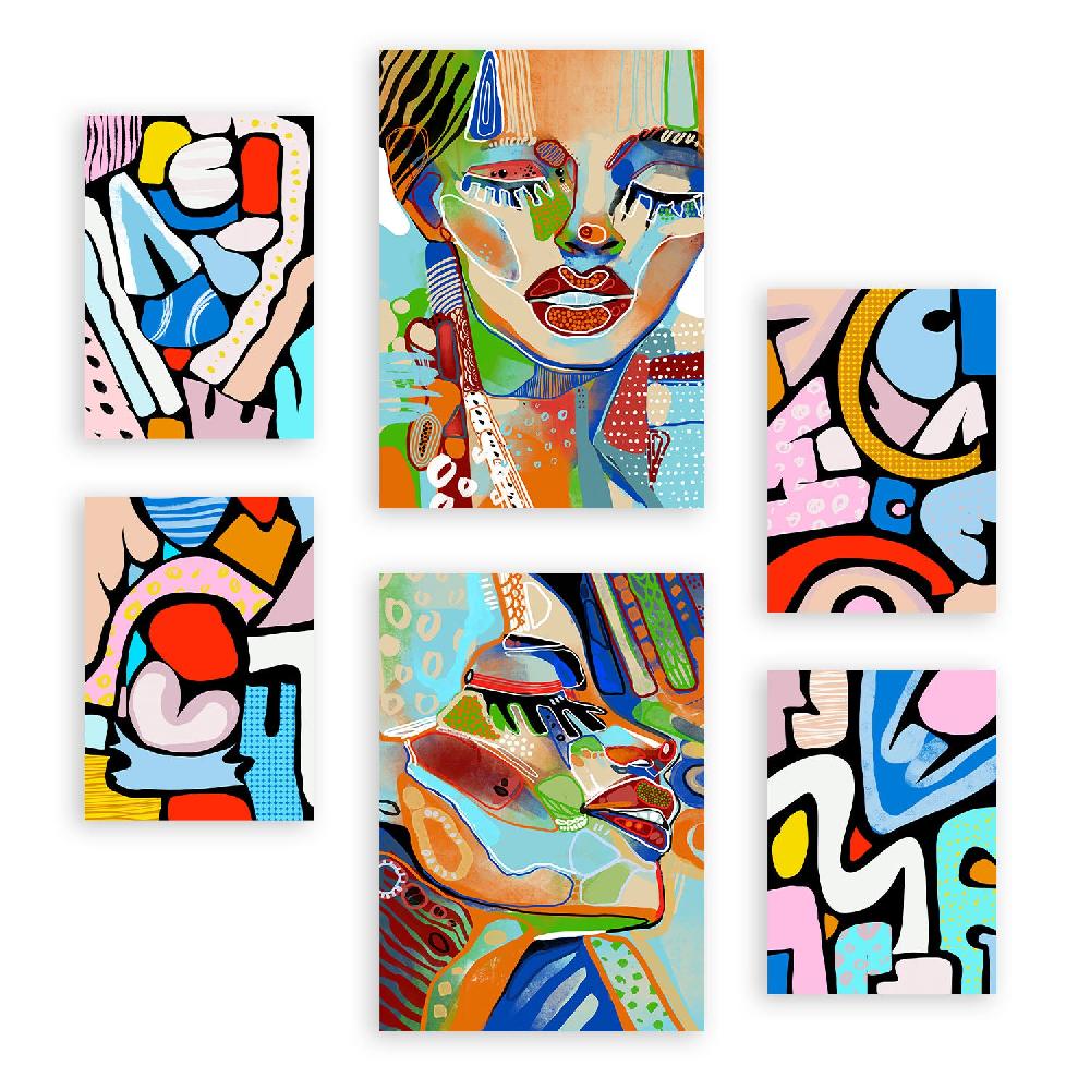 nacnic Nacnic Set de 6 Laminas Lady Mazarelli en Abstracto Femenino