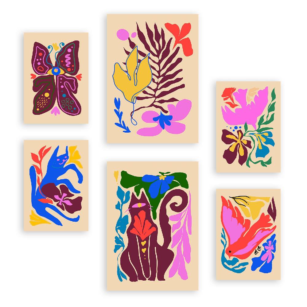 nacnic Nacnic Set de 6 Láminas Pintorescas de Animales Abstractos