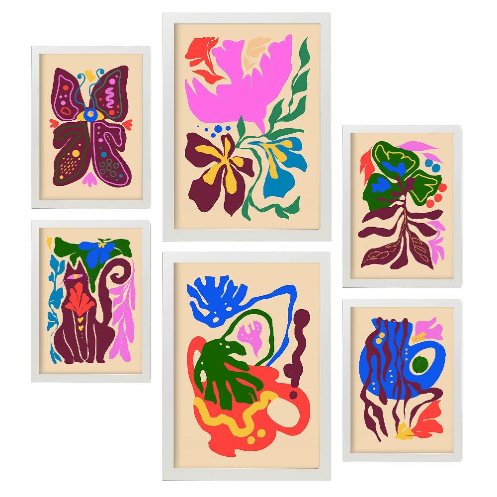 Nacnic Nacnic Set De 6 Laminas Pintorescas Y Abstractas De Flores