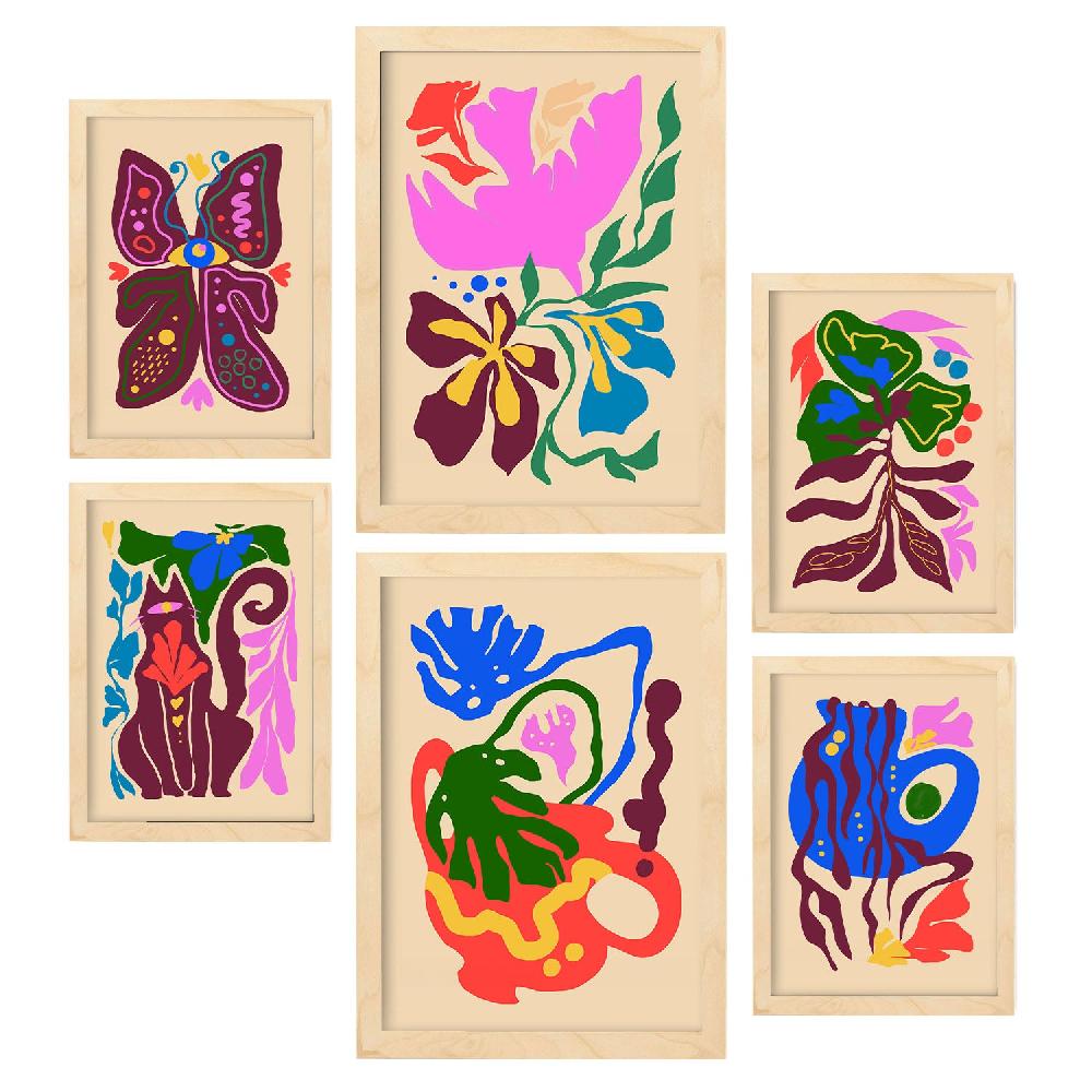 Nacnic Nacnic Set De 6 Laminas Pintorescas Y Abstractas De Flores