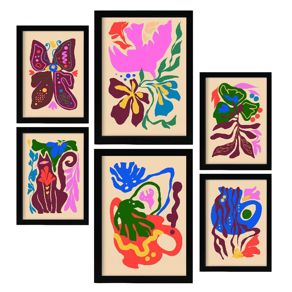 Nacnic Nacnic Set De 6 Laminas Pintorescas Y Abstractas De Flores
