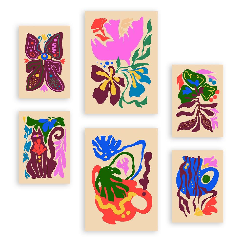 nacnic Nacnic Set de 6 Laminas Pintorescas y Abstractas de Flores