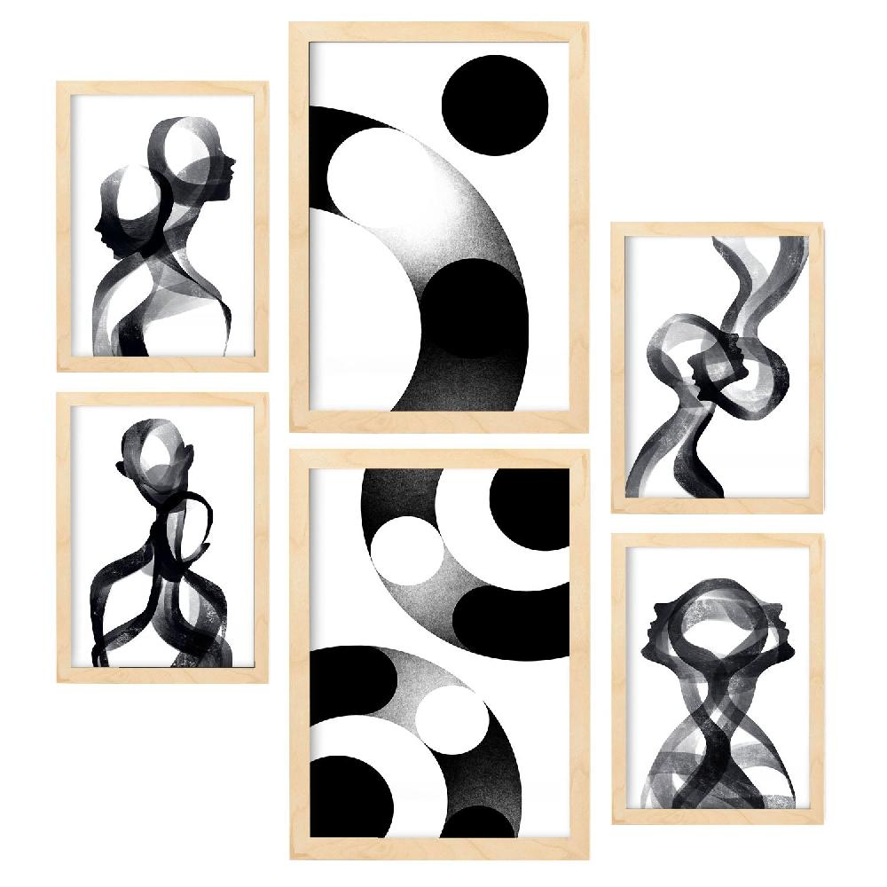 Nacnic Nacnic Set De 6 Láminas Raya De Silencio En Amantes Abstracto